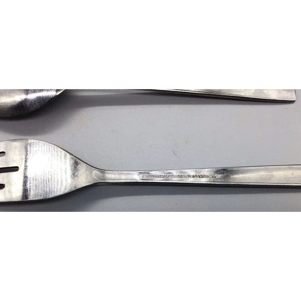 Vintage‎ MCM Customcraft Stainless 3 Piece Flatware Teaspoon Tablespoon Fork